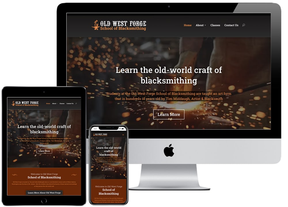 Old West Forge School of Blacksmithing Website Portfolio